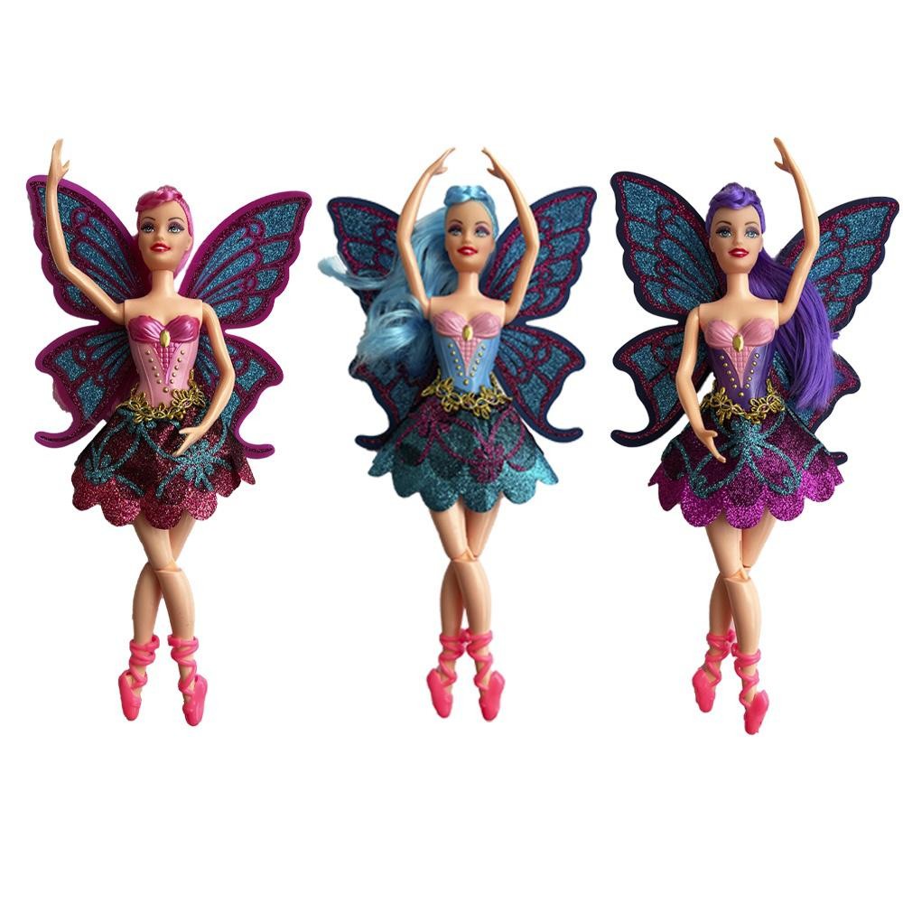 Boneca Bailarina Articulada. Fada Rosa, Fada Roxa e Fada Verde