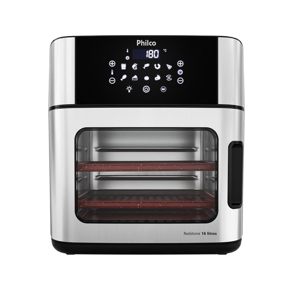 Fritadeira Air Fryer Philco Oven PAF16A - Revestimento Antiaderente Redstone, 2000W, 16 Litros, Preto/Inox