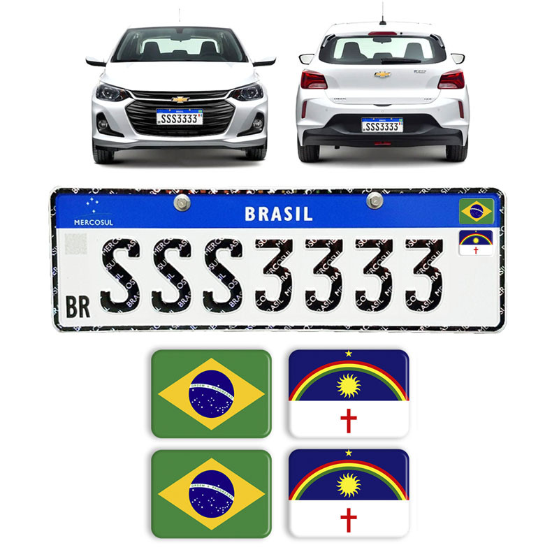 Adesivos Bandeiras Brasil/Pernambuco Placa Nova Carro - Kit em Oferta na Shopee