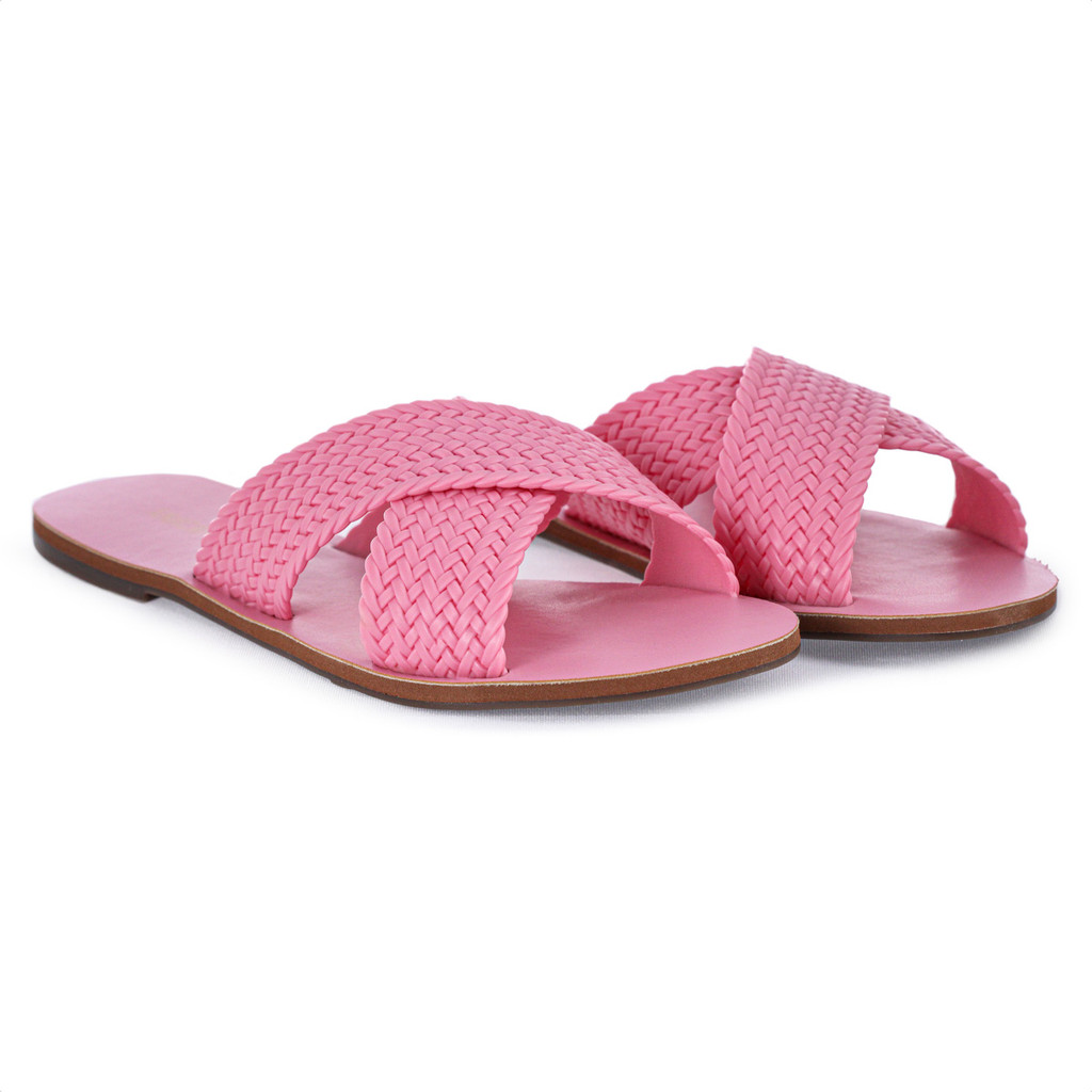 Rasteira Anacapri Tiras Cruzadas Trançada Monocolor Rosa Tutti Frutti - Feminino