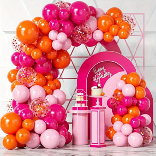 Kit 115 Balões Rosa Pink Decoração Montagem Arco Desconstruido Balão Rosa Laranja Bexiga Festa+ Fita em Oferta na Shopee