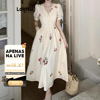 (LIVE STREAM SALE) Lovito Vestido casual floral com flores para mulheres LNM72002 em Oferta na Shopee