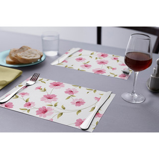 Jogo Americano De Mesa Flores Rosa 47x30cm Impermeável