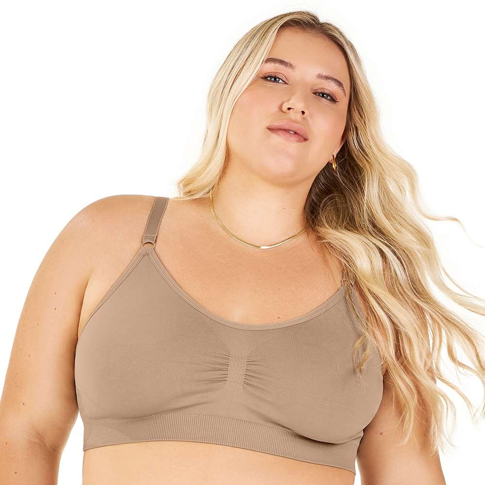 Sutiã Basic Plus Comfort Duplo Alças Largas Reguláveis sem Costura Bege Zee Rucci em Oferta na Shopee
