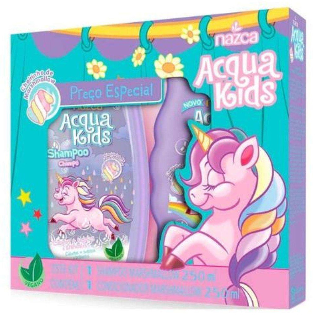KIT SHAMPOO E COND ACQUA KIDS MARSHMALLOW 250ML CADA Desenvolvido Para Tornar O Banho Das Crianças Divertido E Suave
