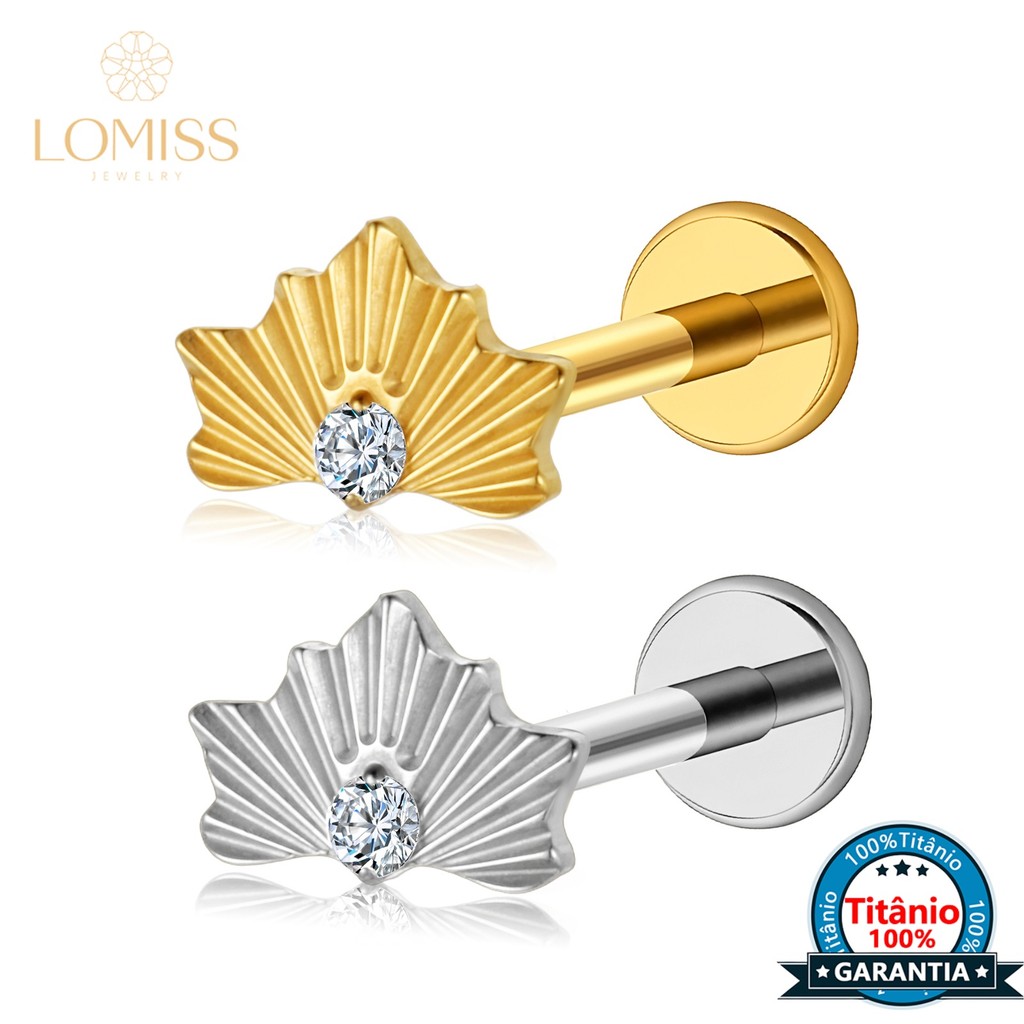 Piercing Labret Titânio Meia Flor Zircônia Cravejada Orelha Tragus Conch Helix Nariz Earring em Oferta na Shopee