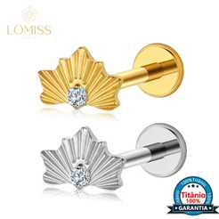 Piercing Labret Titânio Meia Flor Zircônia Cravejada Orelha Tragus Conch Helix Nariz Earring