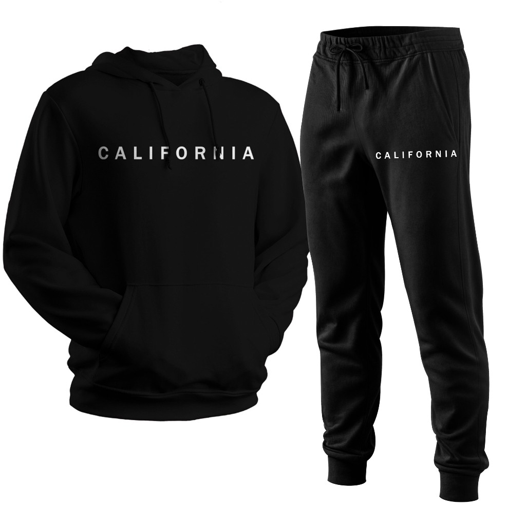 Conjunto Moletom Calça Flanelada Blusa De Frio Canguru Estampado California