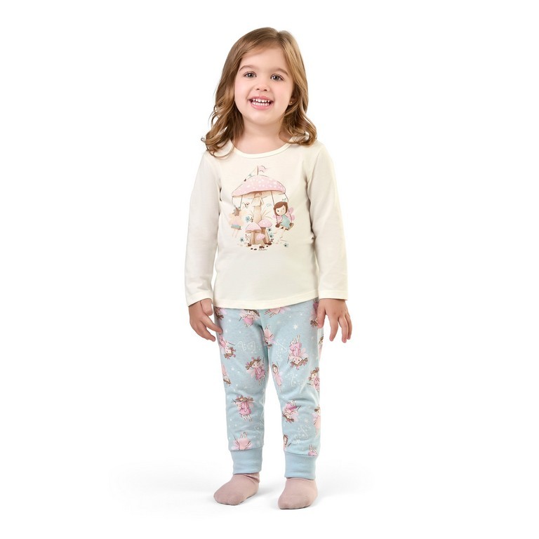 Pijama Longo Em Malha 100% Algodão Infantil Menina - Elian