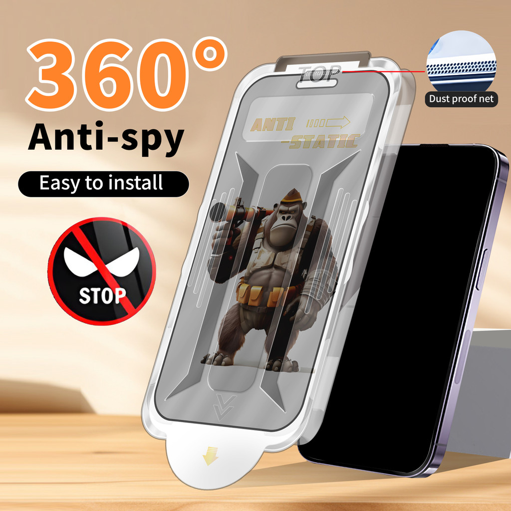 Fácil Instalação Película de vidro Para iPhone 17 16 15 14 13 12 Pro Max Plus 360 graus fosca Privacidade
