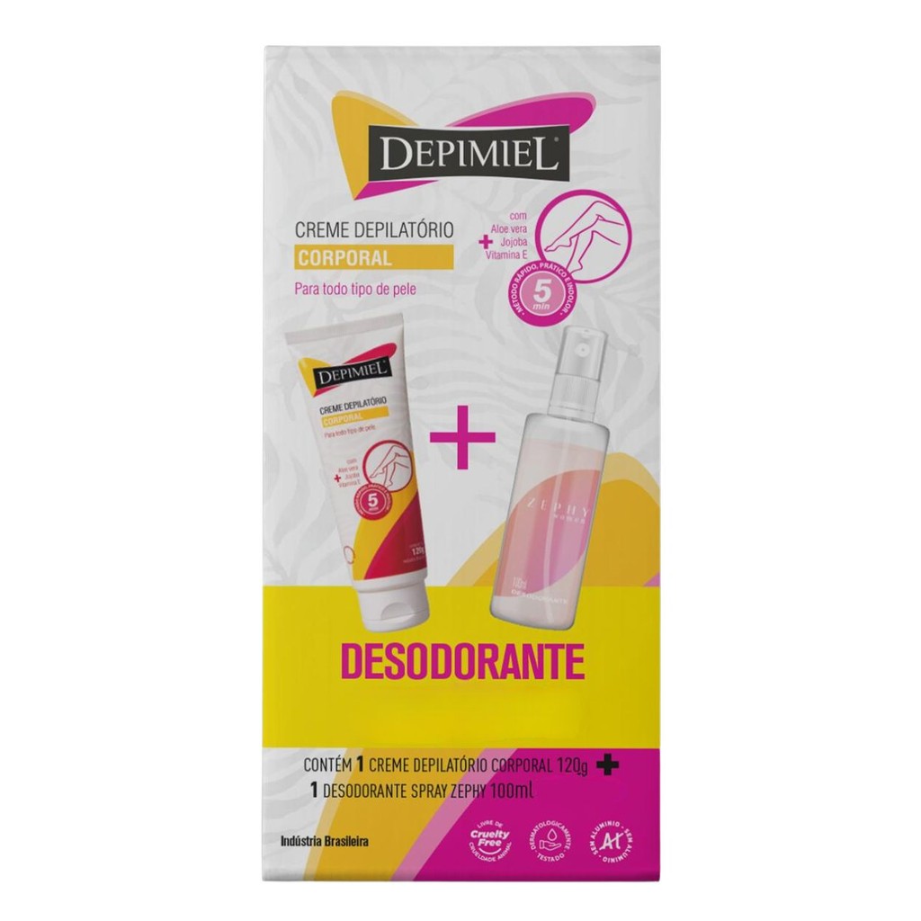Kit Creme Depilação Corporal E Desodorante Zephy Depimiel - Beauty