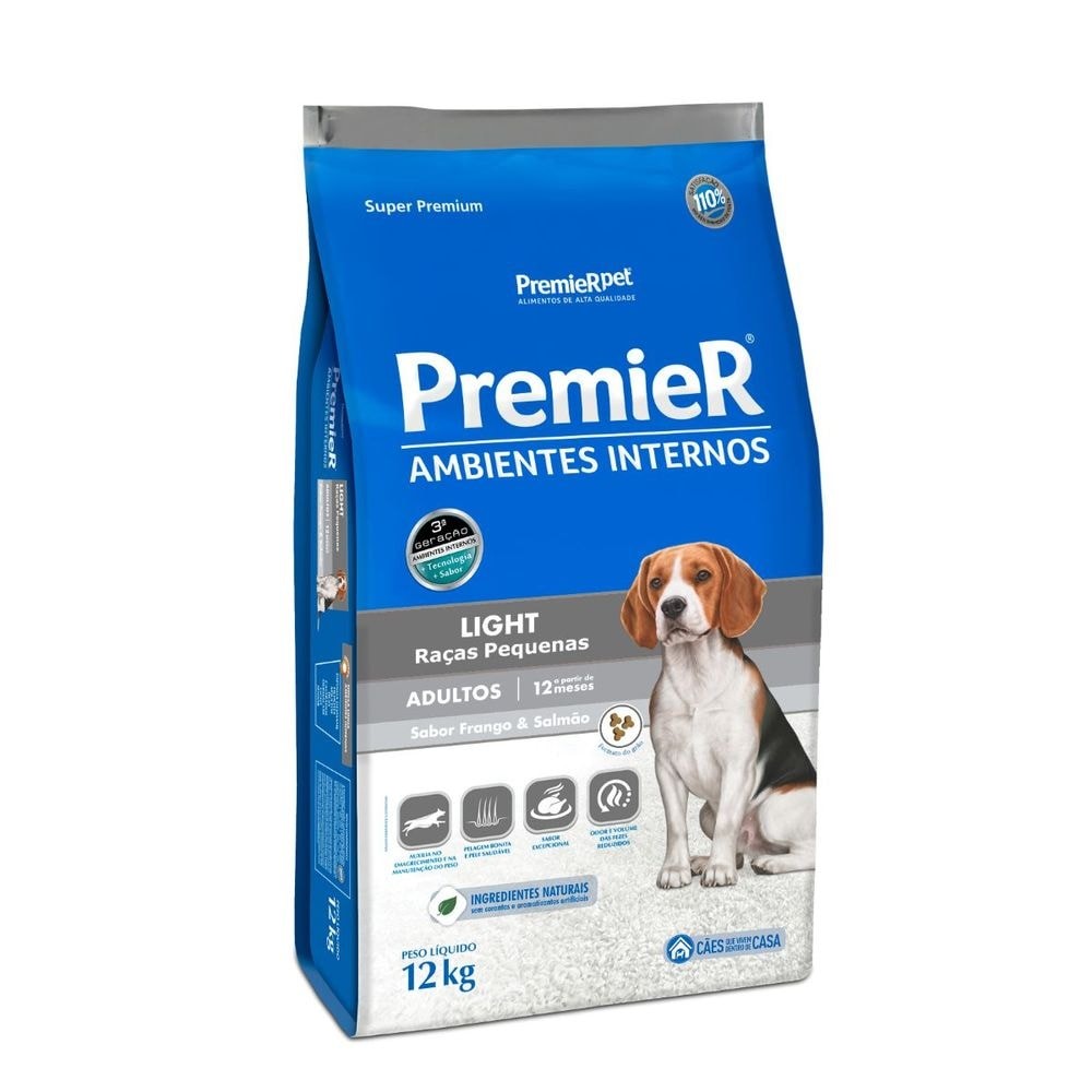 Ração Premier Light para Cães Adultos Ambientes Internos 12kg
