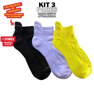 Kit 3 Pares de Meias Cano Curto Protetor de Calcanhar Reforçado Esporte Escola Lazer em Oferta na Shopee
