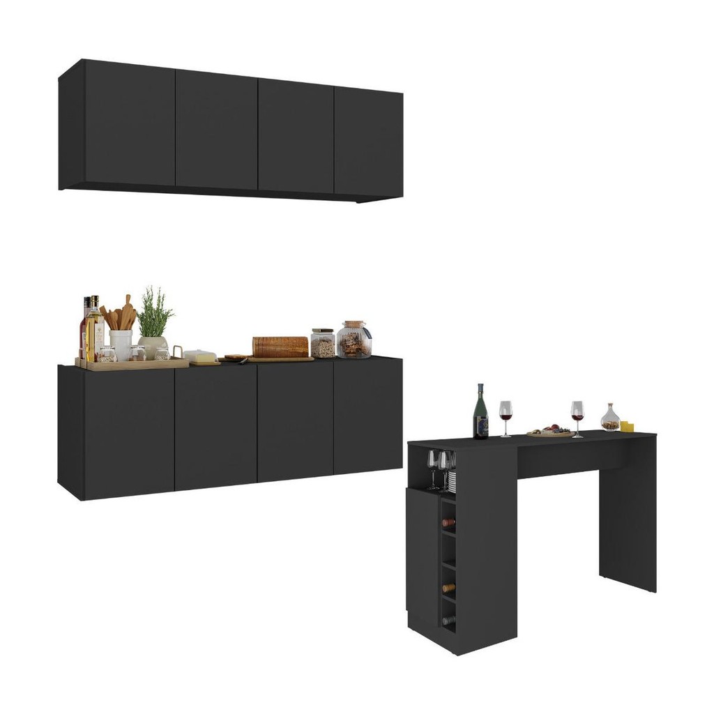 Armário de Cozinha com Bancada Americana/Mesa Gourmet Multimóveis MP2202 - Home & Living