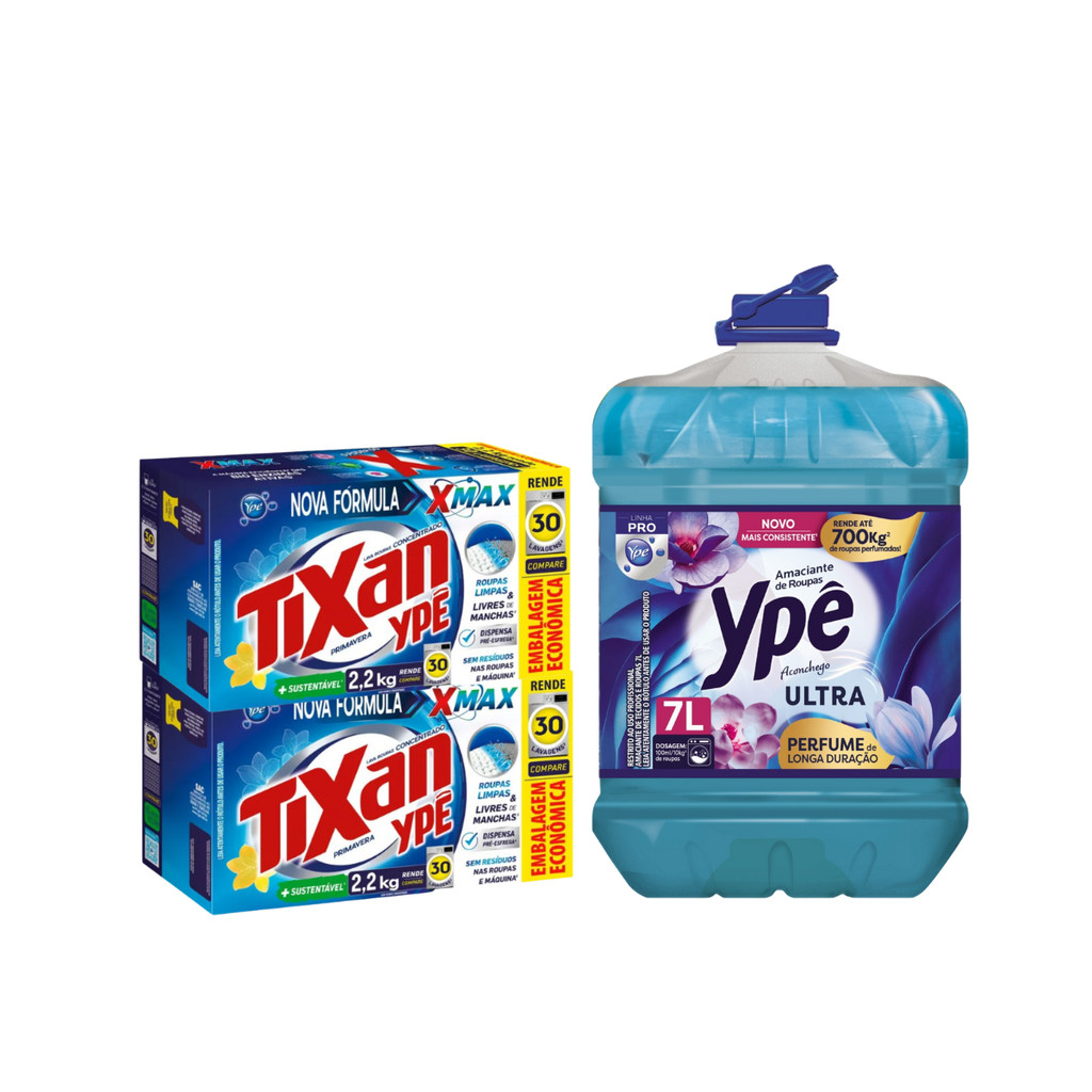 Kit 02 Lava Roupas 2,2kg Primavera + 01 Amaciante Aconchego 7L Ypê em Oferta na Shopee
