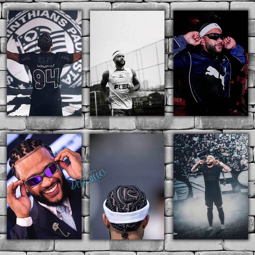 Placas Decorativas Quadros Memphis Depay 01 a 15 - Esportes Futebol Timão Corin.thians