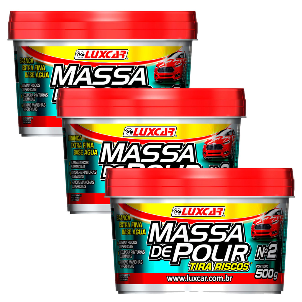 3x Massa De Polir Tira Riscos Recupera Pintura Queimada 500g - Luxcar em Oferta na Shopee