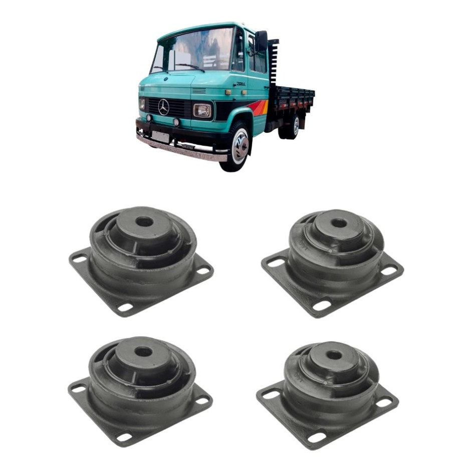 Kit C/4 Coxim Dianteiro e traseiro do Motor Mb 608 708