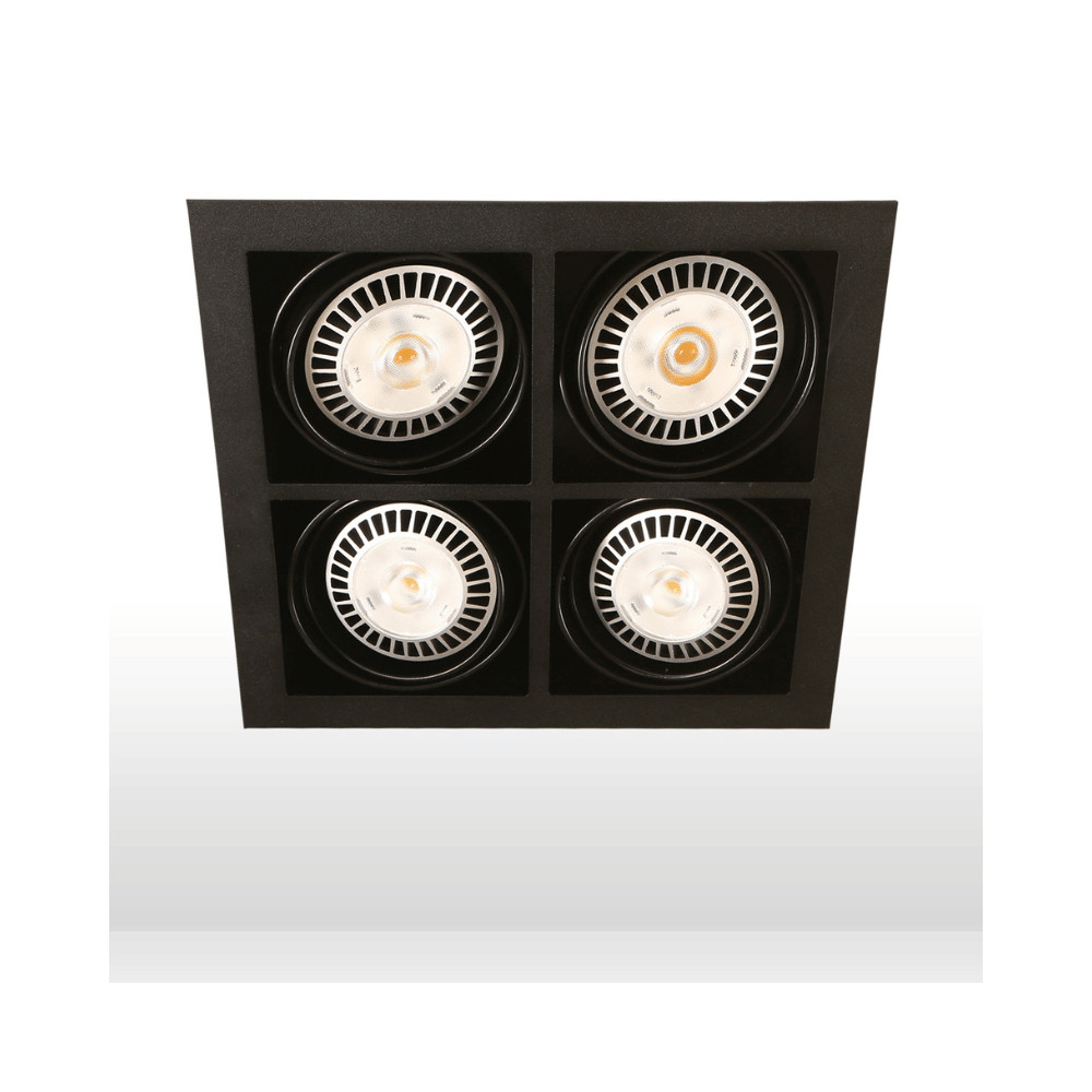 Spot Embutir Direcionável 360º Orbital Alum. Technic 30X30X8,5 AR-111 Quadruplo - D&D EM-379-1 Preto
