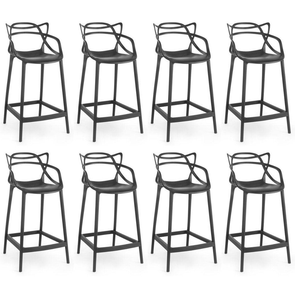 Kit 8 Banquetas Média Allegra 66cm Design Cozinha/Bancada em Oferta na Shopee