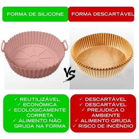 KITs Forma Assadeira Para Fritadeira Air Fryer Em Silicone Flexível Lavável
