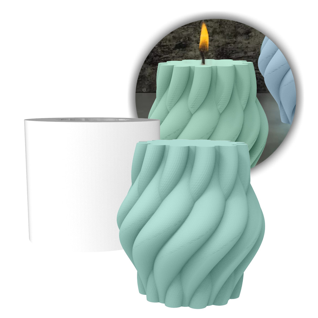 Molde de Silicone Vela Cilíndrica Geométrica Torcida/ Trançada | Vela para Artesanato | Gesso | Sabonetes