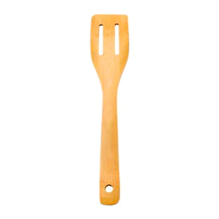 Espátula Vazada De Bambu 30cm Natural Orgânica Para Cozinha Reforçada