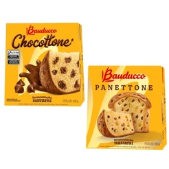 Kit com 2 Panettones Natal Frutas ou Gotas de Chocolate 400g - Bauducco