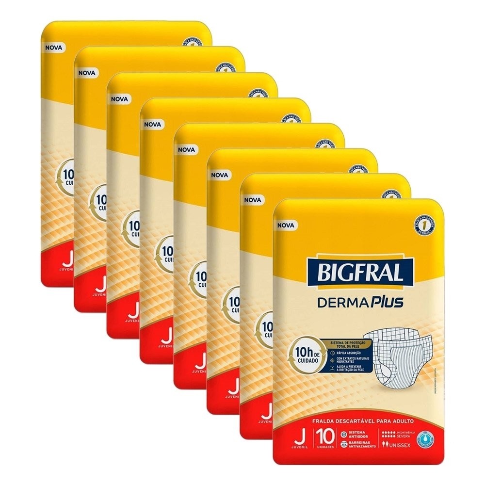 Fralda Bigfral Derma Plus Juvenil - 8 Pacotes c/ 10 Fraldas em Oferta na Shopee