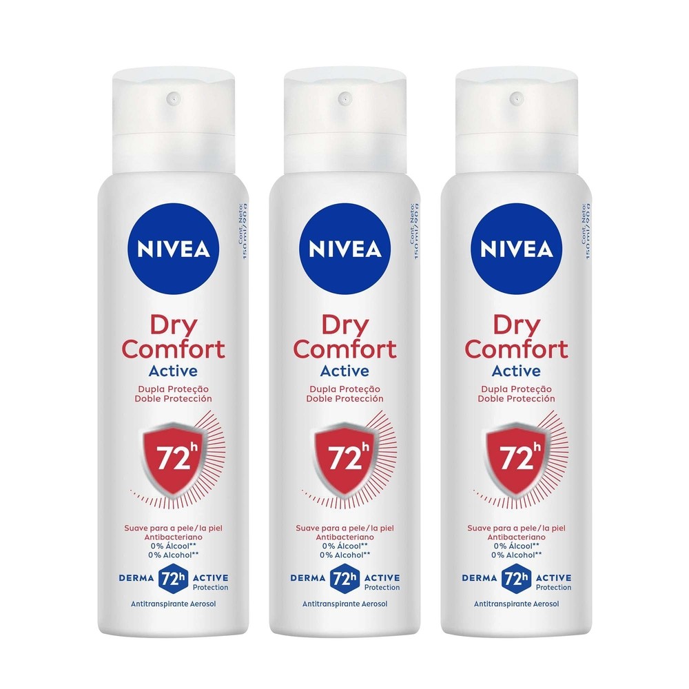 Kit 3 un Desod Aero Nivea Feminino Dry Confort 150ml em Oferta na Shopee