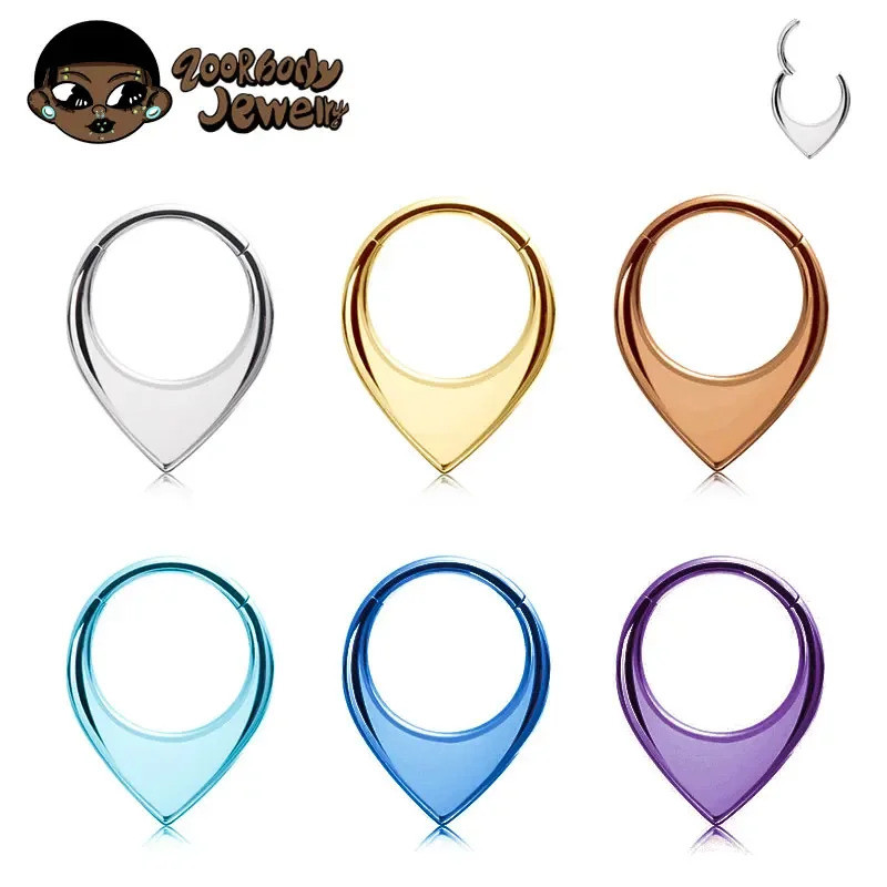 ASTM F136 Titânio V Forma Nariz Anel Piercing 16G Segmento Arcada Septo Clicker Helix Daith Piercing Espelho Brinco Alta