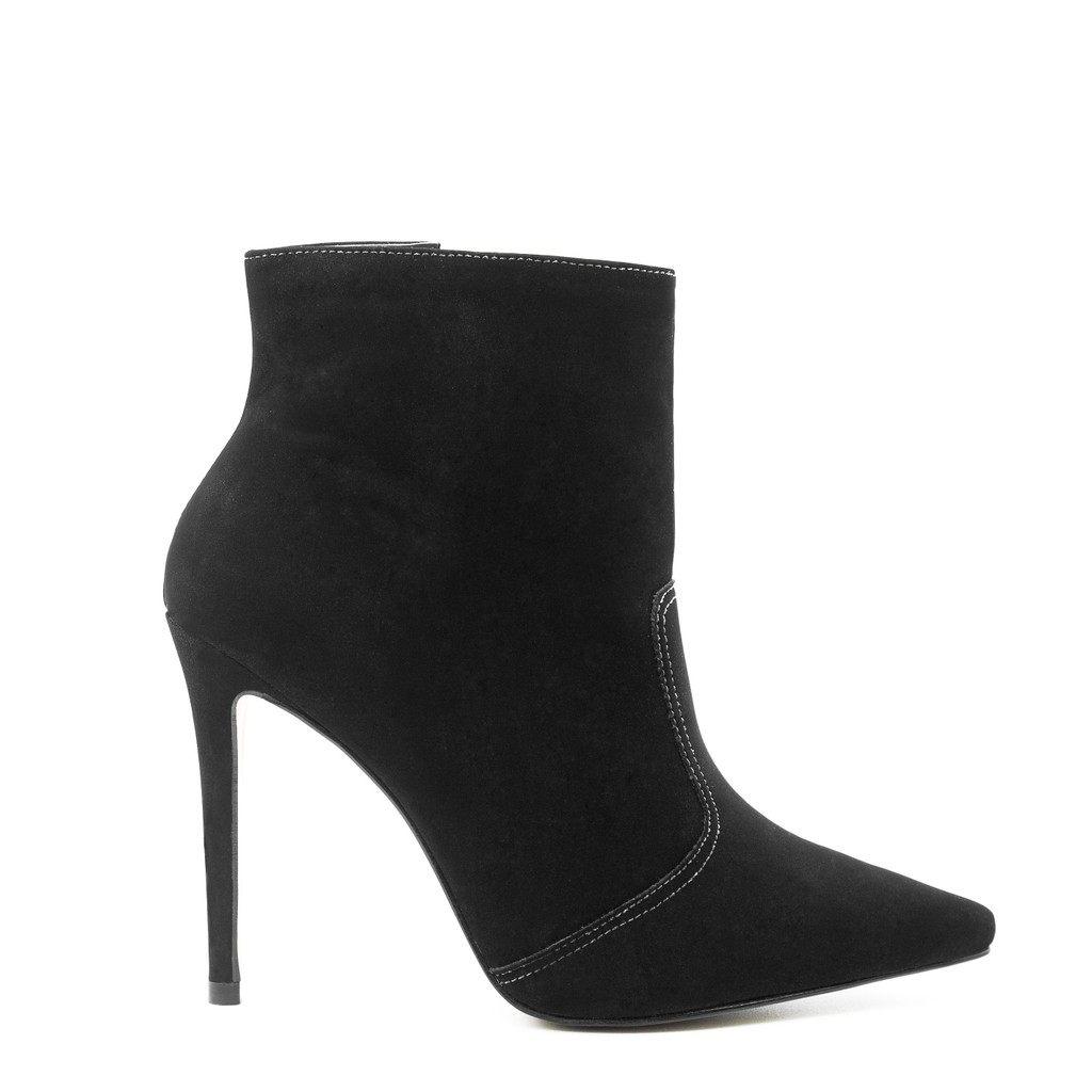 Bota Salto Alto Bico Fino Natália Nobuck Preto