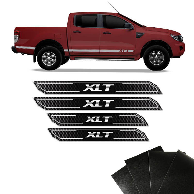 Kit Soleira Diamante Ford Ranger Xlt 2013/2019 Com Protetor de Porta