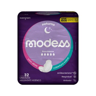 Absorvente Modess Noturno com Abas 32 unidades em Oferta na Shopee
