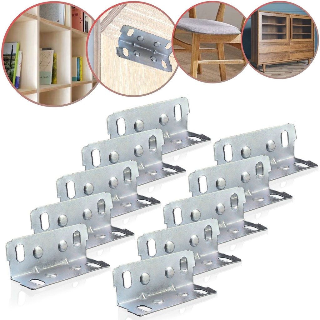 Kit 30 Cantoneira Retangular 4 Furos 46x16x16 Suporte Resistente Fixação Moveis Aço Zincado Reforçado Gaveta Nicho