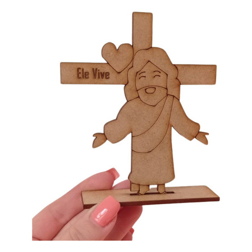 Kit 40 Lembrancinha Em Mdf Jesus Cristo Ele Vive em Oferta na Shopee
