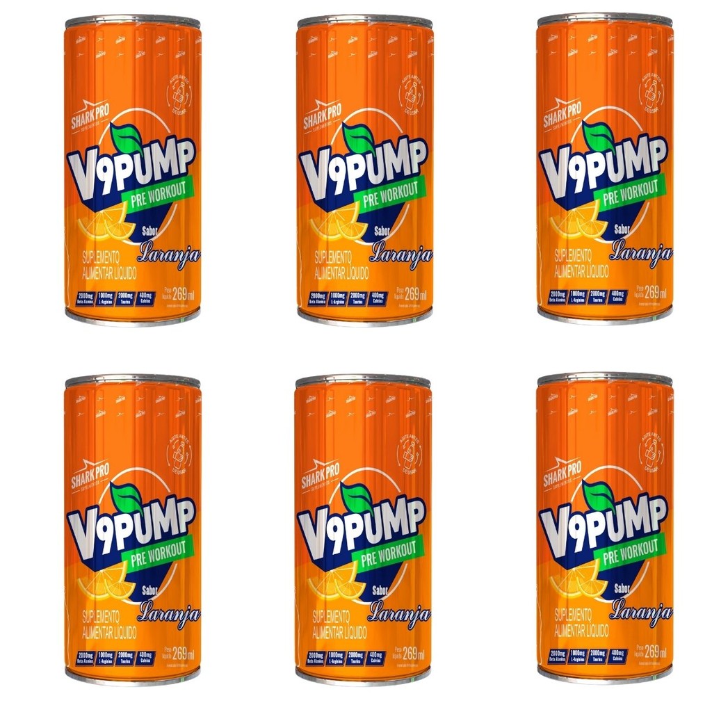 Pré-Treino V9 Drink Fardo Com 6 Unidades De 269ml Shark Pro Laranja em Oferta na Shopee