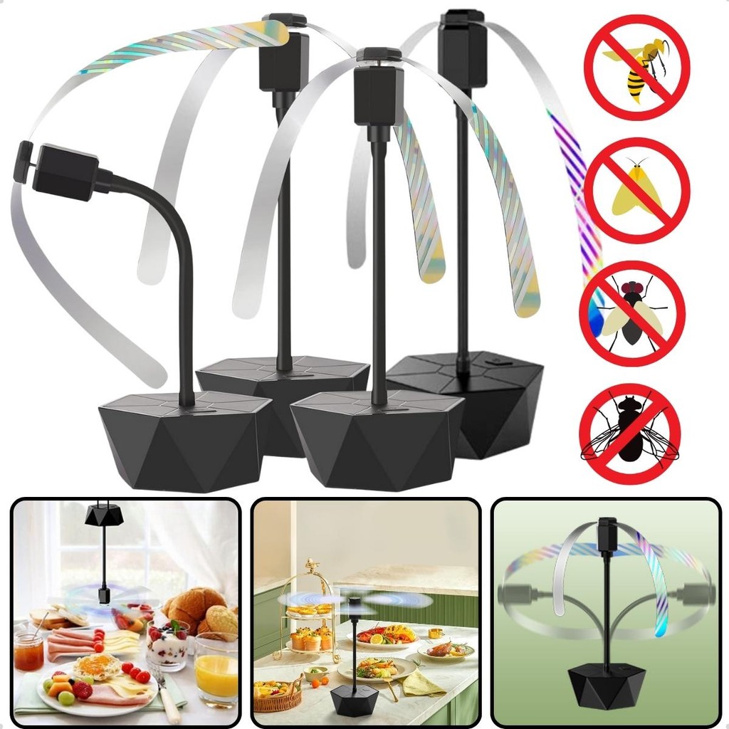Kit 4 Repelente Espanta Mosca Ventilador Mesa Churrasco Restaurante Padaria
