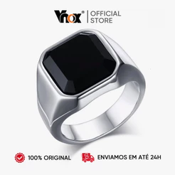Vnox Anel Preto Polido Jóias Masculinas De Aço Inoxidável