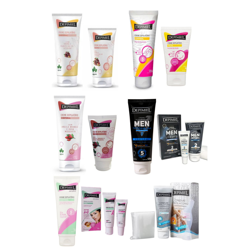 Escolha seu kit creme depilatório facial + corporal Depimiel depilação em Oferta na Shopee