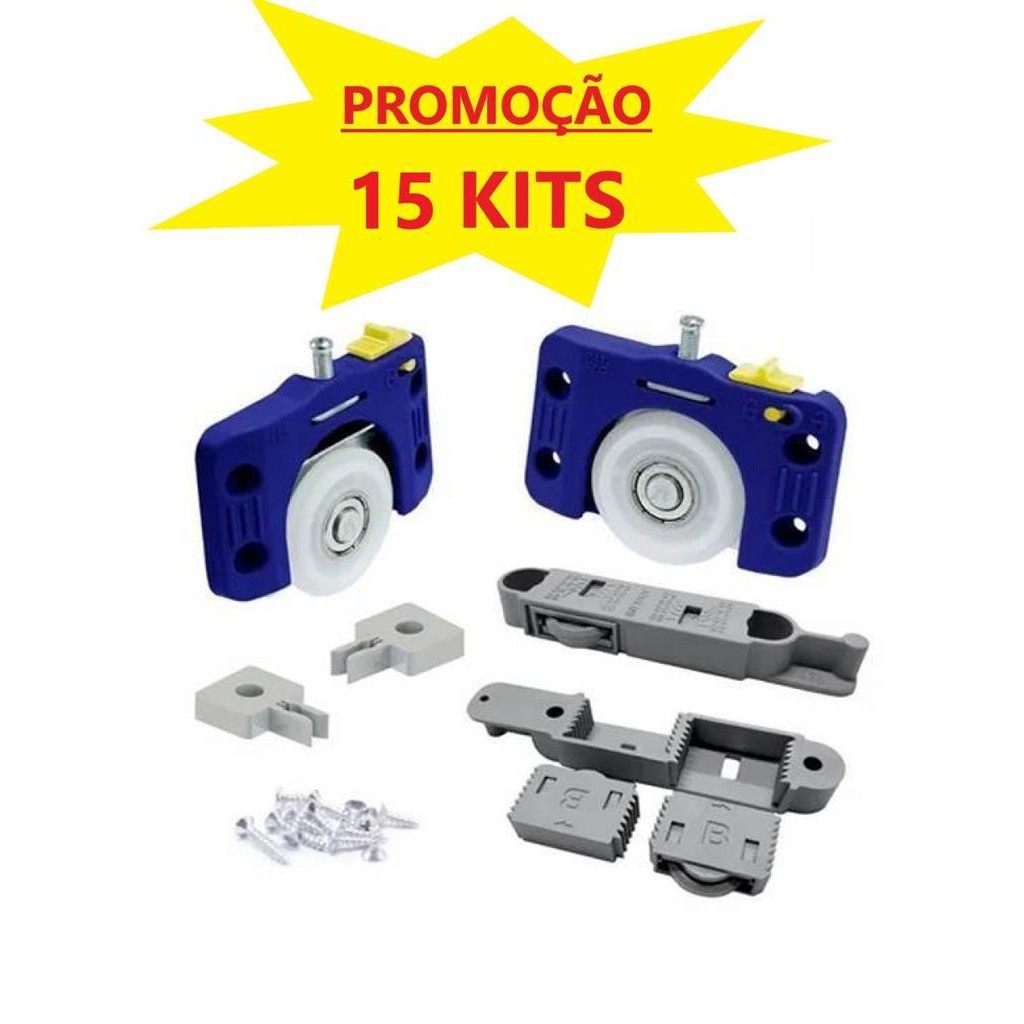 kit 15 Sistema Porta Correr Roldana JP360 Joelini Sobrepor