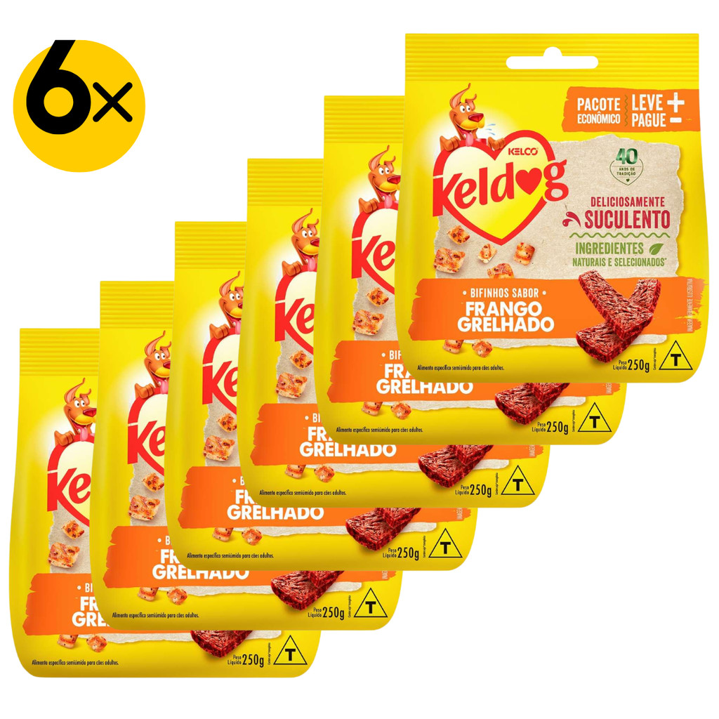 Kit 6 Bifinho Keldog para Cães Sabor Frango Grelhado 250 g