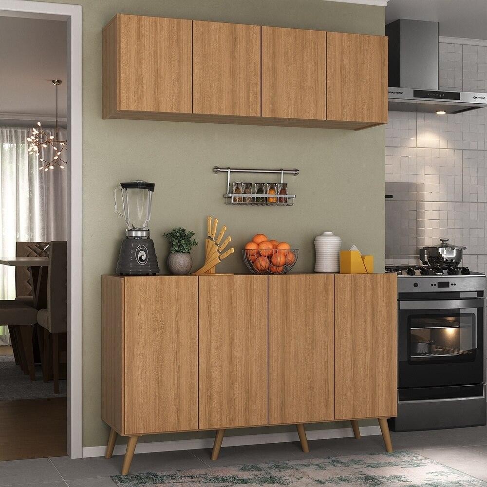 Kit Armário de Cozinha Aéreo e Balcão 4 Portas Retrô Multimóveis MP2170 - Home & Living