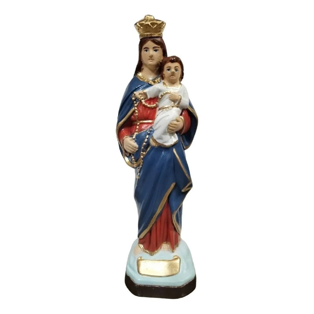 Imagem Sacra Religiosa Igreja Católica Nossa Senhora do Rosário em Gesso Para Altar Missa Devoto Nossa Senhora Imaculada