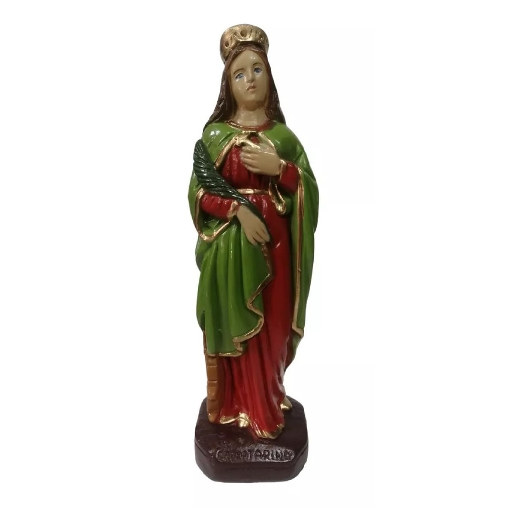 Imagem Sacra Religiosa em Gesso de SANTA CATARINA Padroeira dos Estudantes e Professores