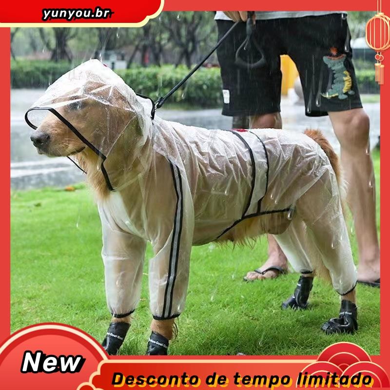 Capa De Chuva Para Cães Grandes Gatos Transparentes À Prova D'água Roupas Chuvosos Com