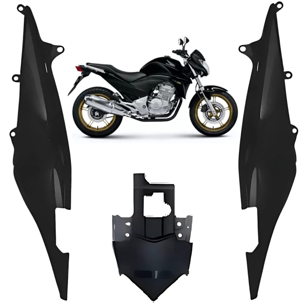 Kit Carenagem Rabeta Traseira Completa Preto Fosco Honda Cb300r 2009 2010 2011 2012