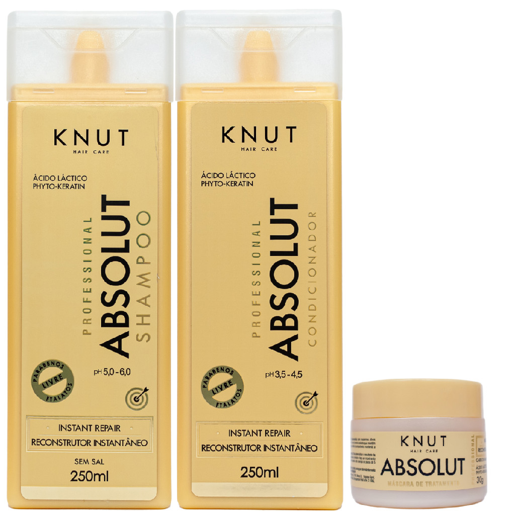 Kit Knut Especial Absolut Shampoo 250ml Condicionador 250ml Máscara Hidratação 30g