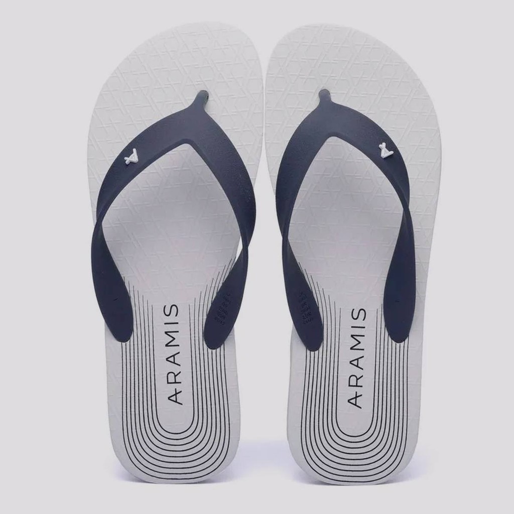 Chinelo Aramis Curves Branco e Marinho - Women Shoes
