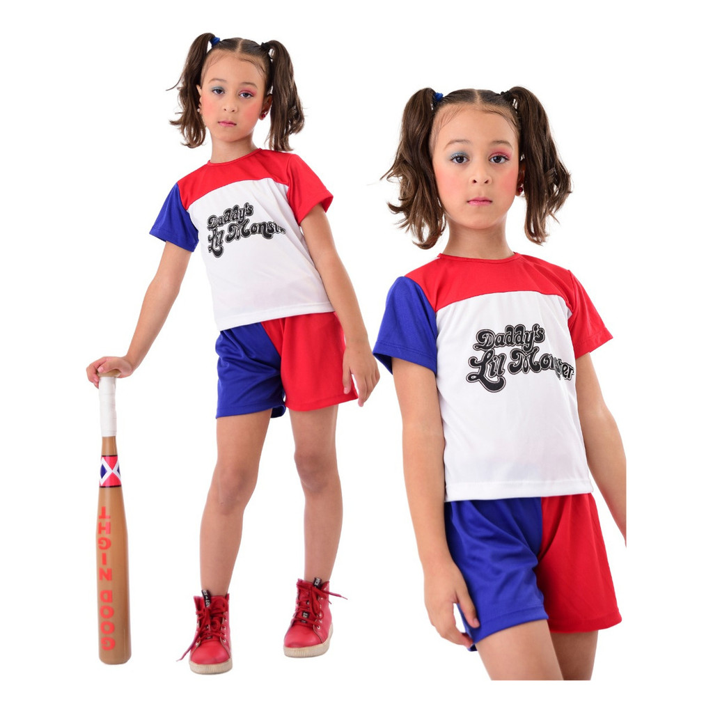 Fantasia Arlequina Infantil Menina Roupa Alerquina Acompanha Bastão